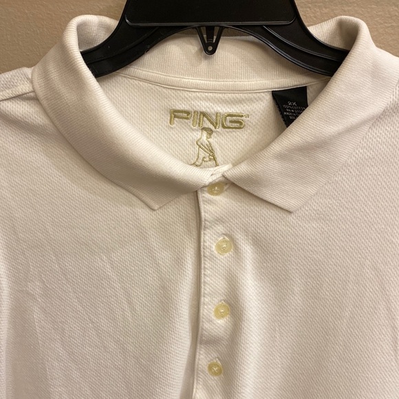 PING Big & Tall 4 button white s/s cotton men’s polo shirt vintage 2X 🌞 - Picture 3 of 13